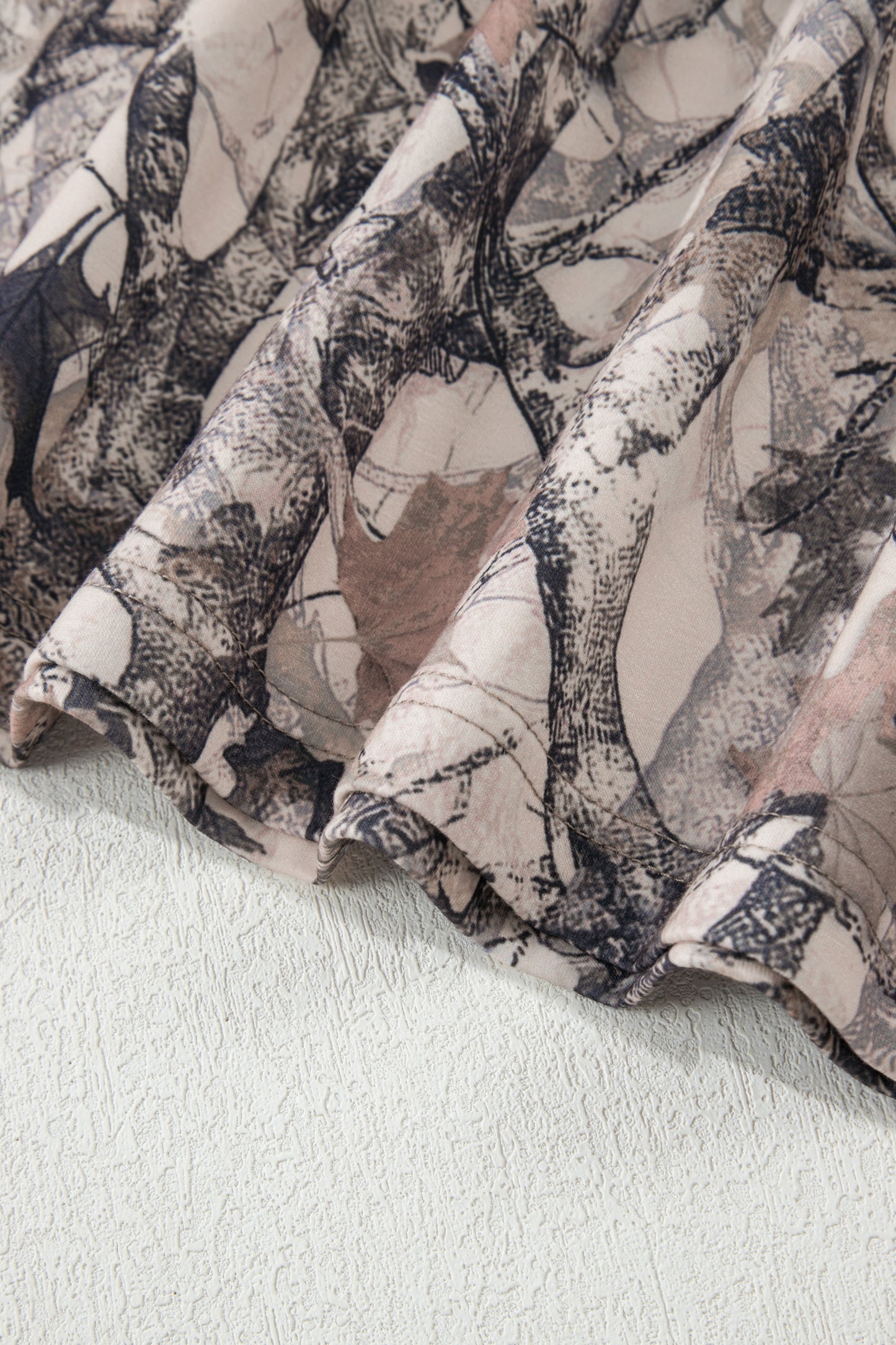 Khaki Camo Print Long Sleeve Short Set