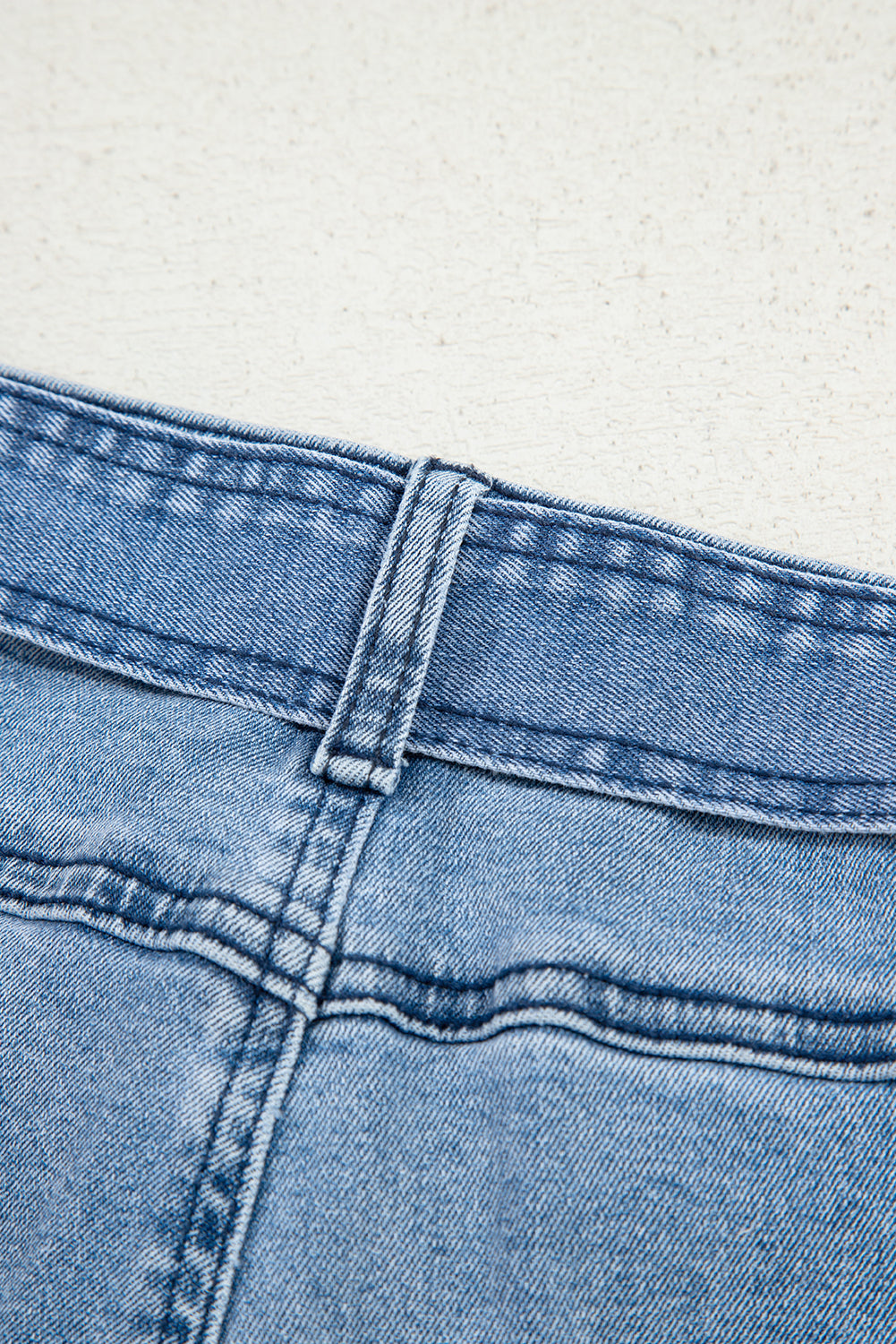 Blue Western Washed Bow Knot Sash Wide Leg Jeans