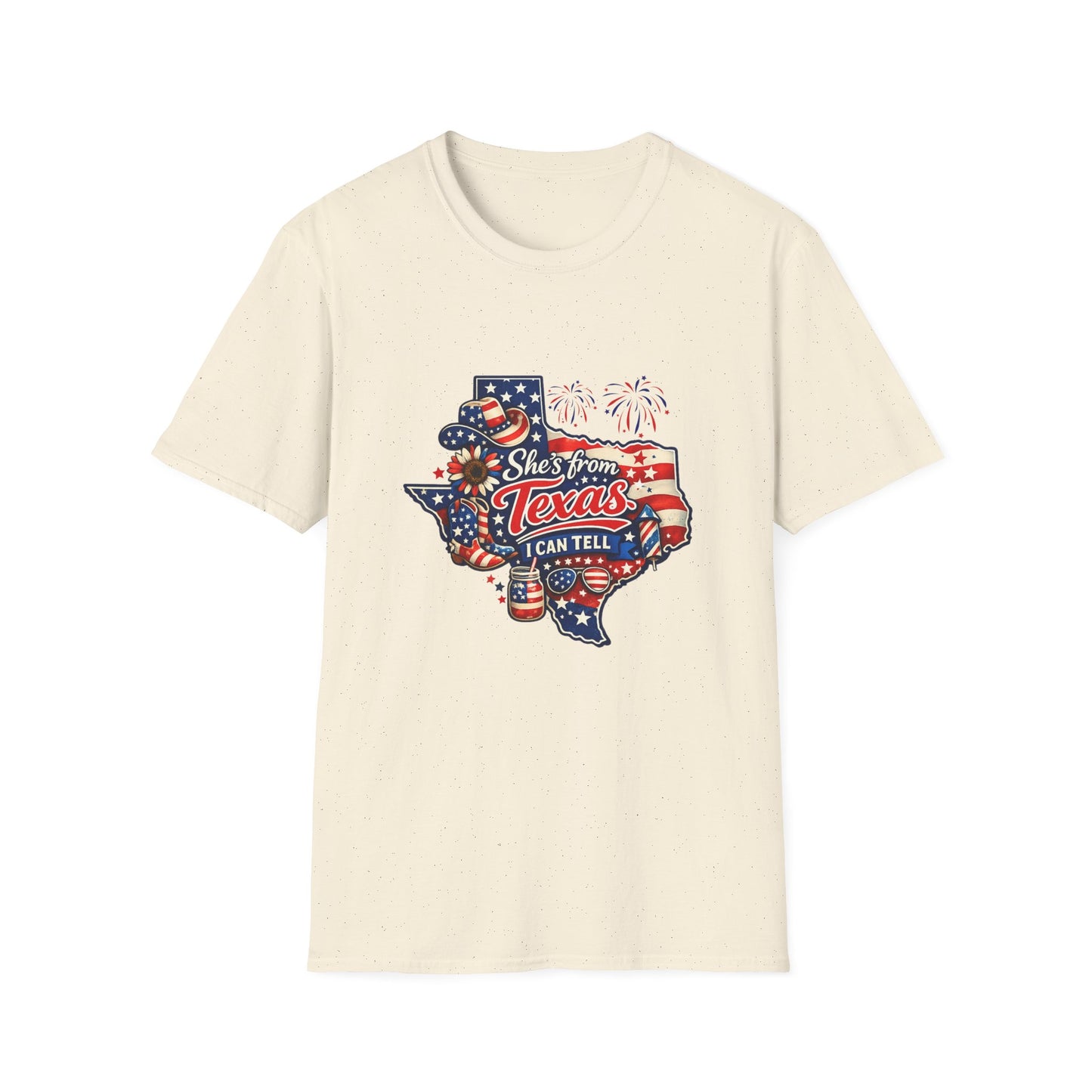 She's From Texas T-Shirt — Patriotic Texas State Flag Design