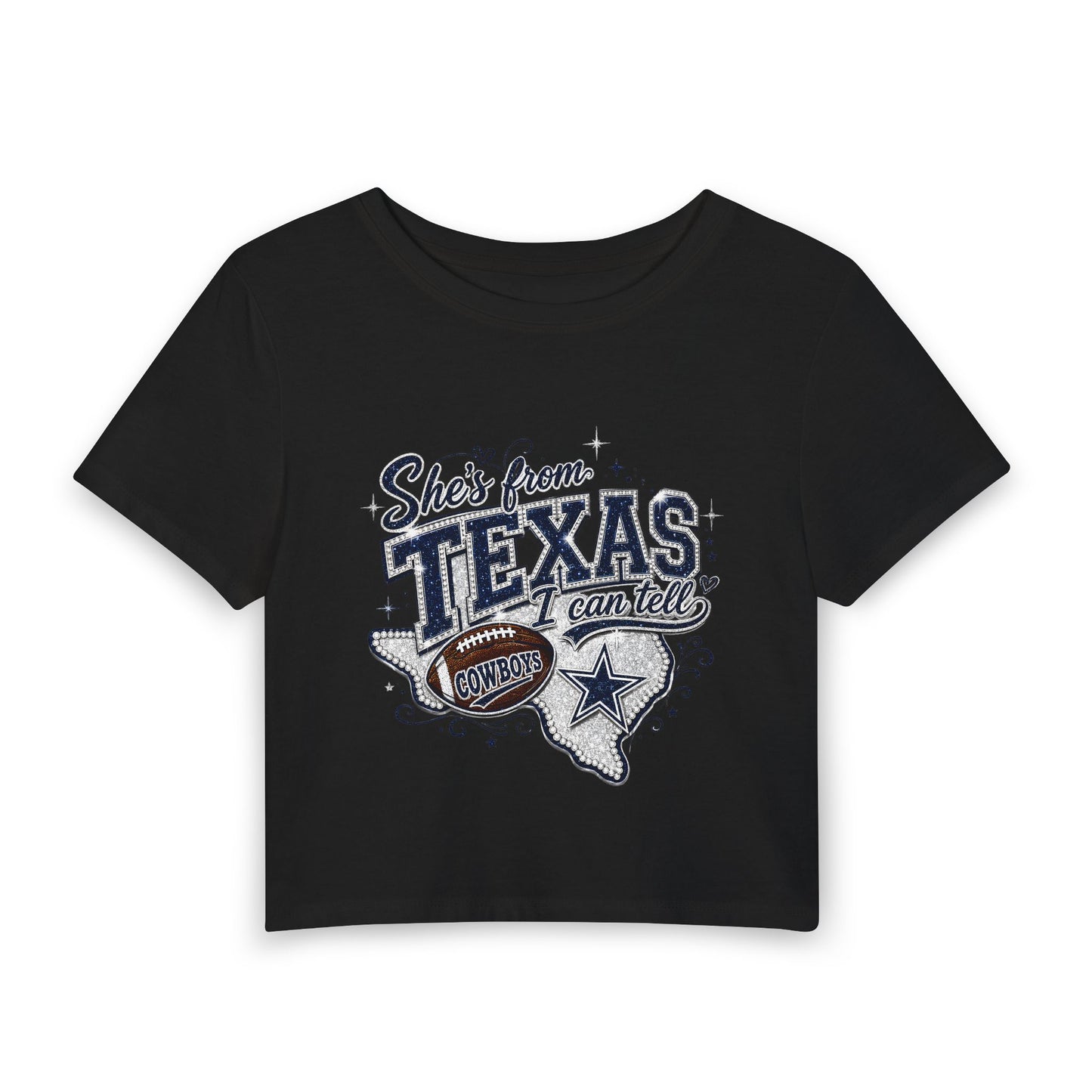 She's From Texas Crop Tee — Women's Dallas Cowboys Football Shirt