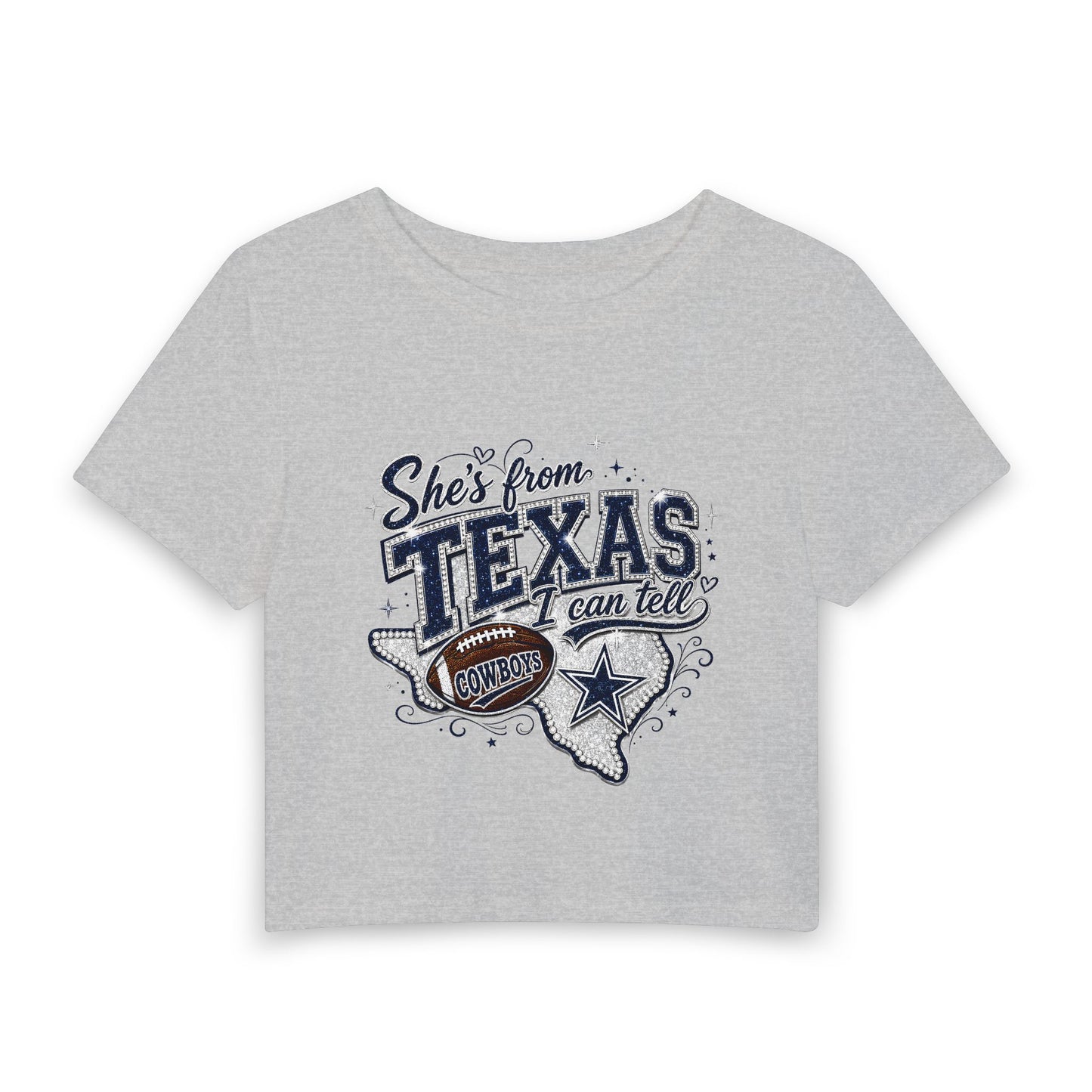She's From Texas Crop Tee — Women's Dallas Cowboys Football Shirt