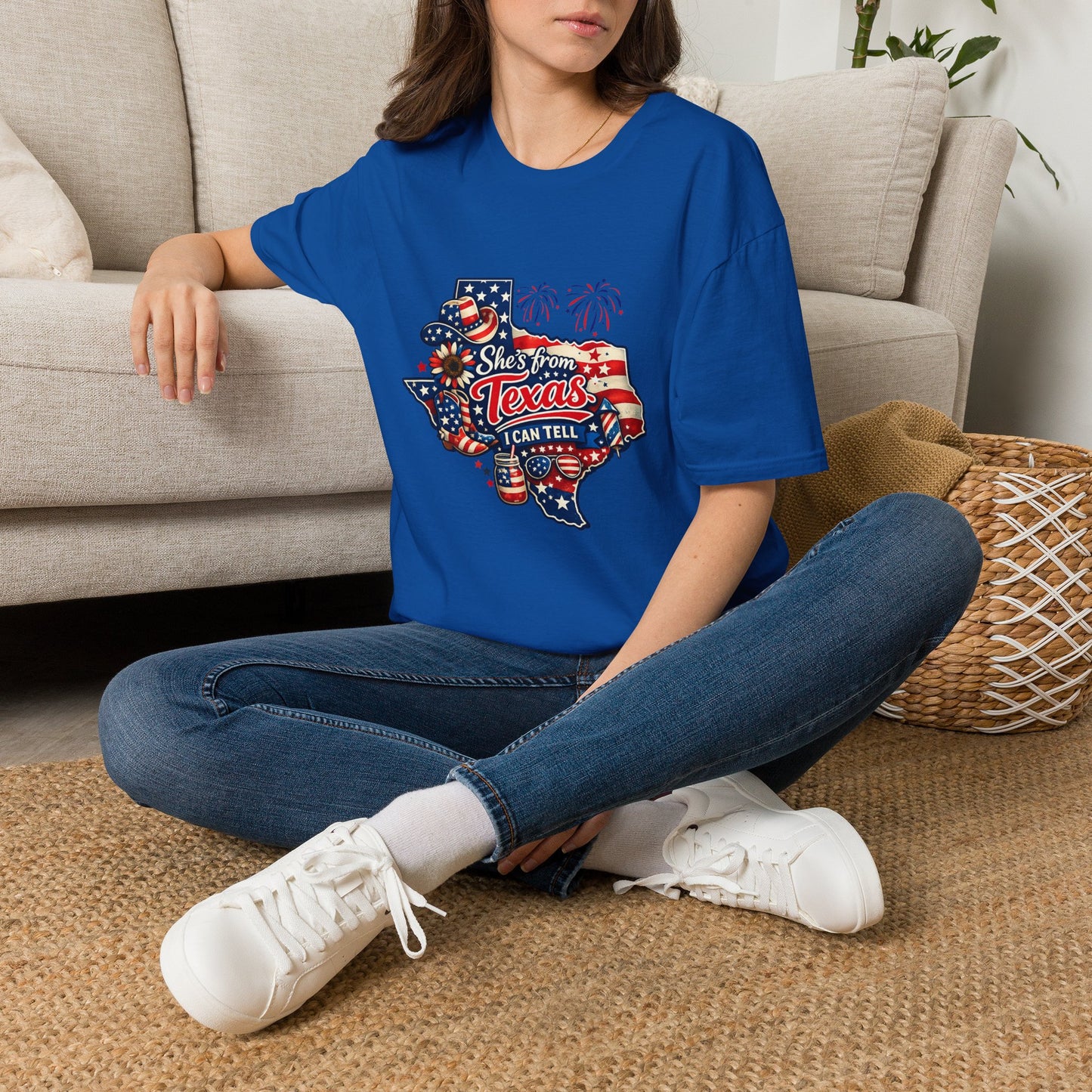 She's From Texas T-Shirt — Patriotic Texas State Flag Design