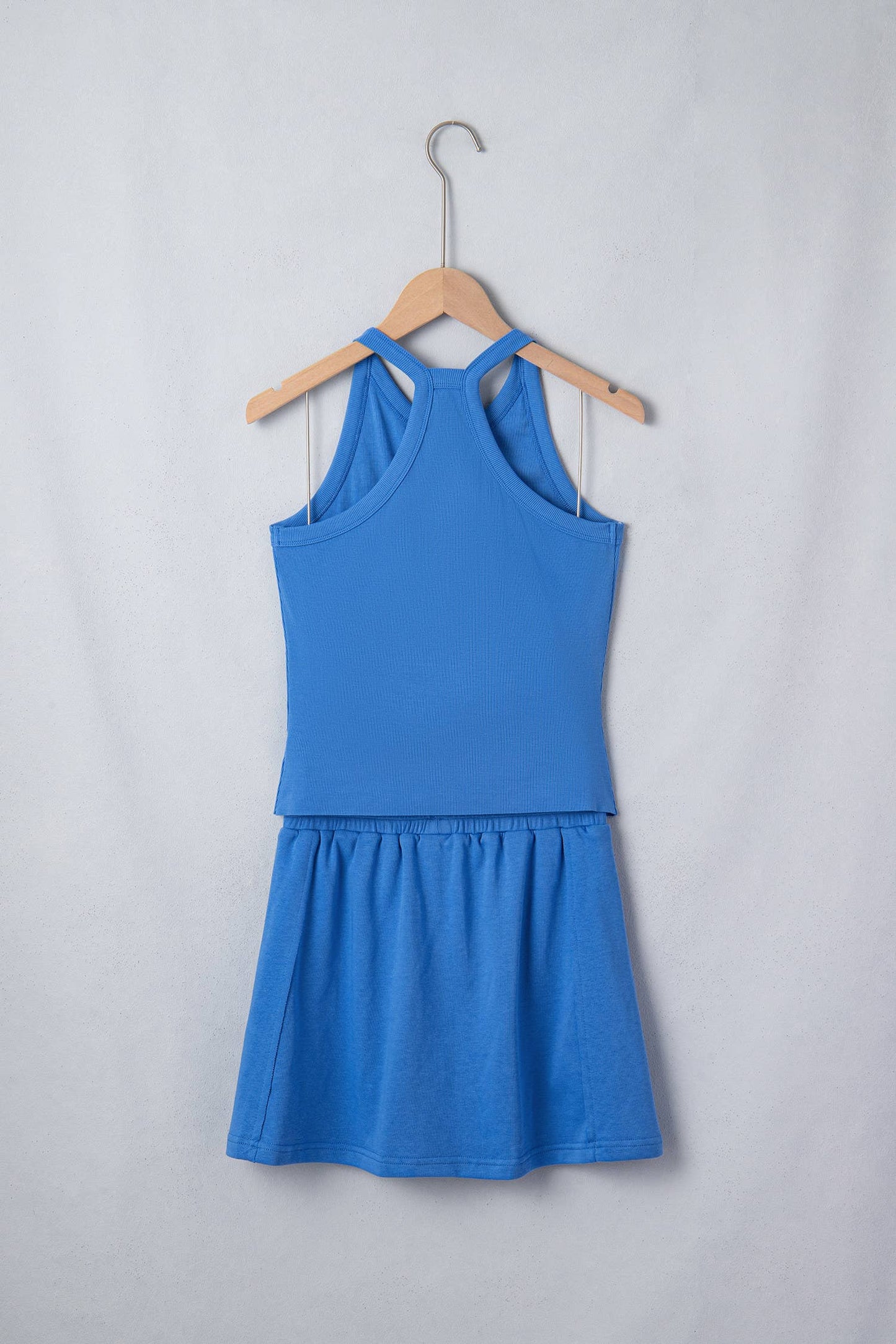 Slim Tank Top Elastic Waist Mini Skort 2pcs Outfit (S-XL)