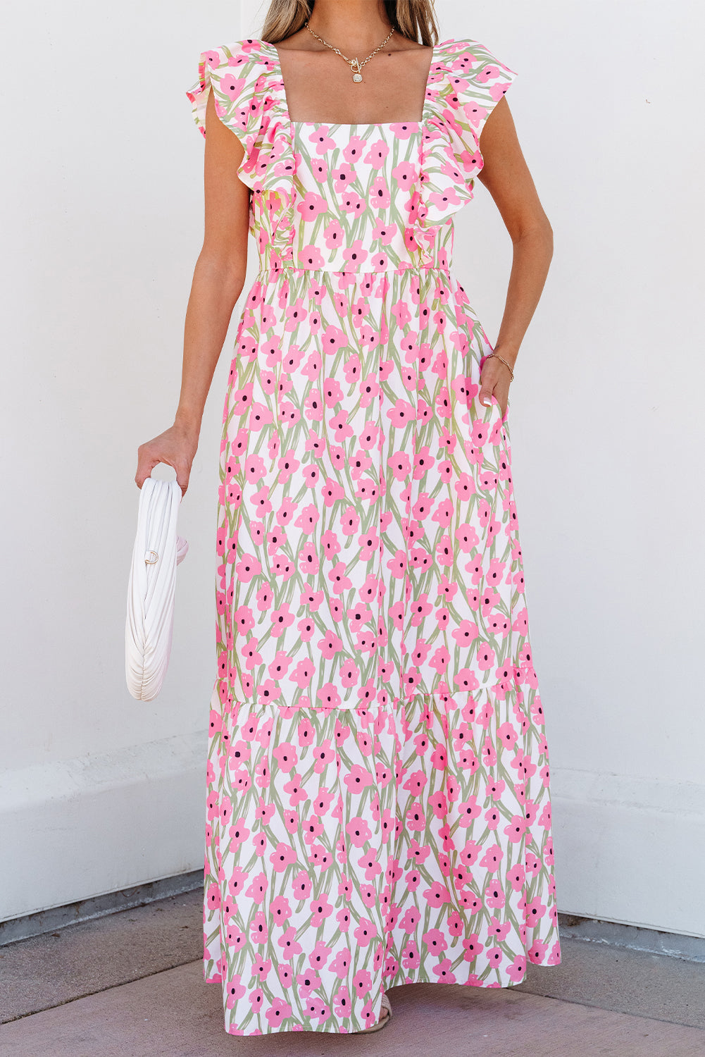 Pink Floral Maxi Dress