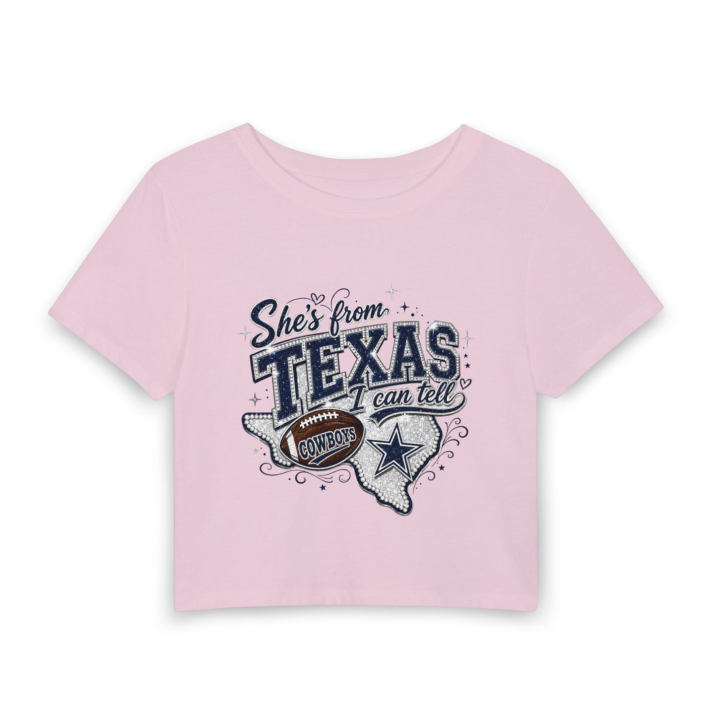 She's From Texas Crop Tee — Women's Dallas Cowboys Football Shirt