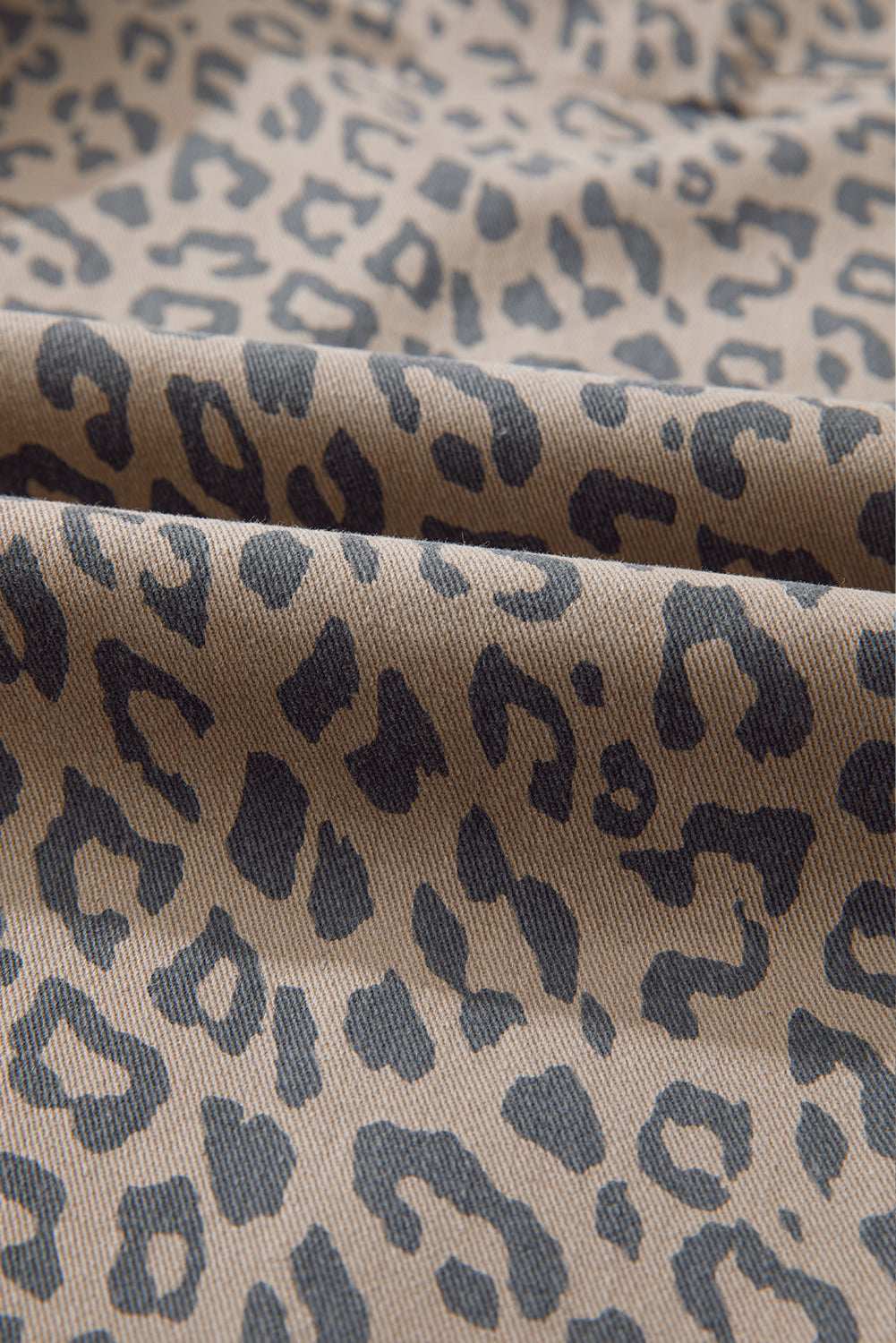 Leopard Printed Drawstring Elastic Waistband Wide Leg Jeans