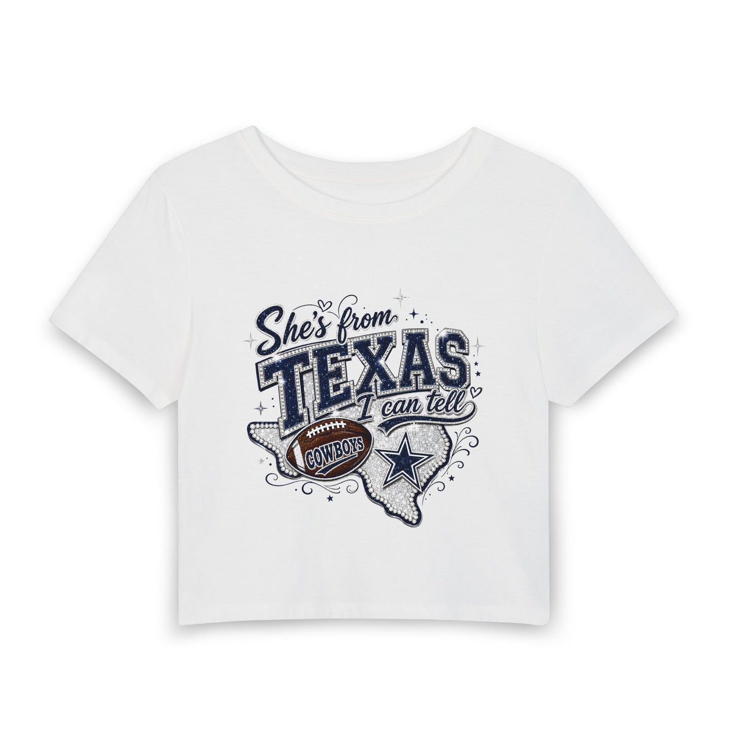 She's From Texas Crop Tee — Women's Dallas Cowboys Football Shirt