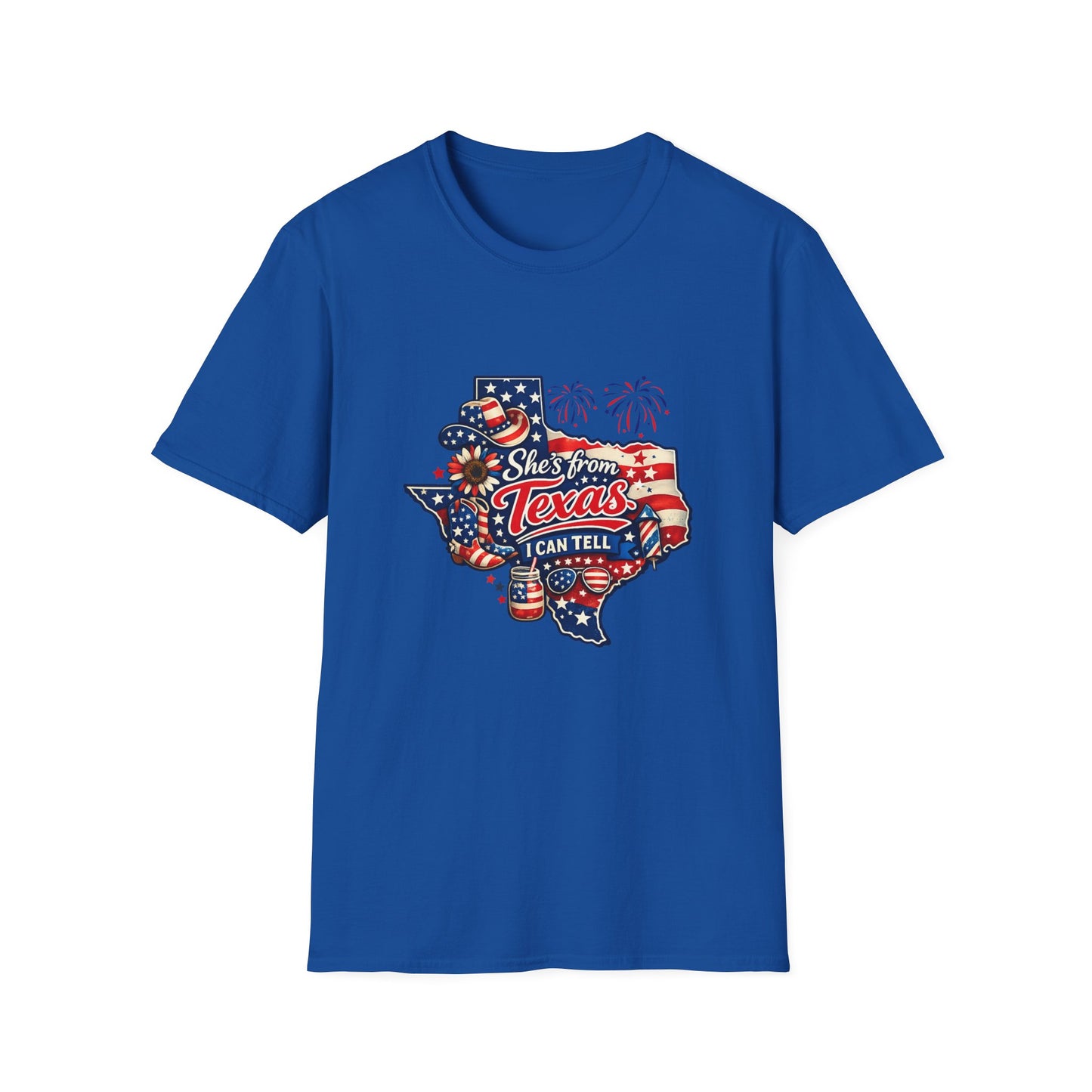 She's From Texas T-Shirt — Patriotic Texas State Flag Design