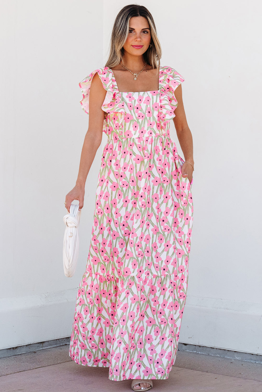 Pink Floral Maxi Dress