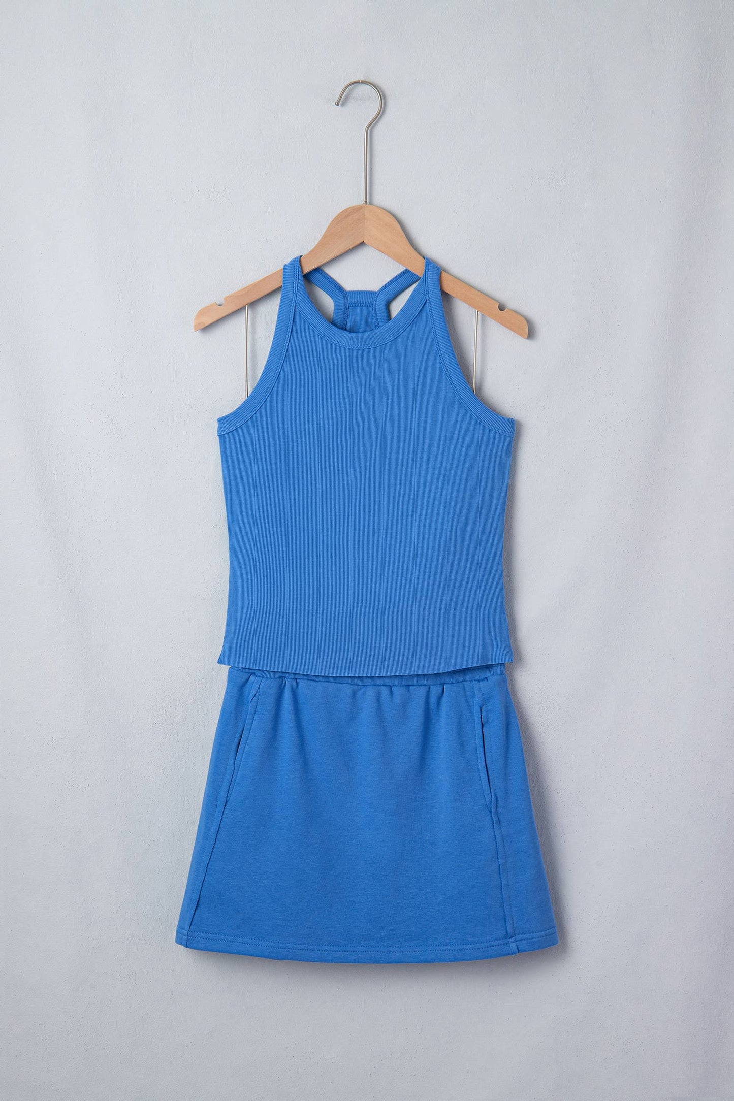 Slim Tank Top Elastic Waist Mini Skort 2pcs Outfit (S-XL)
