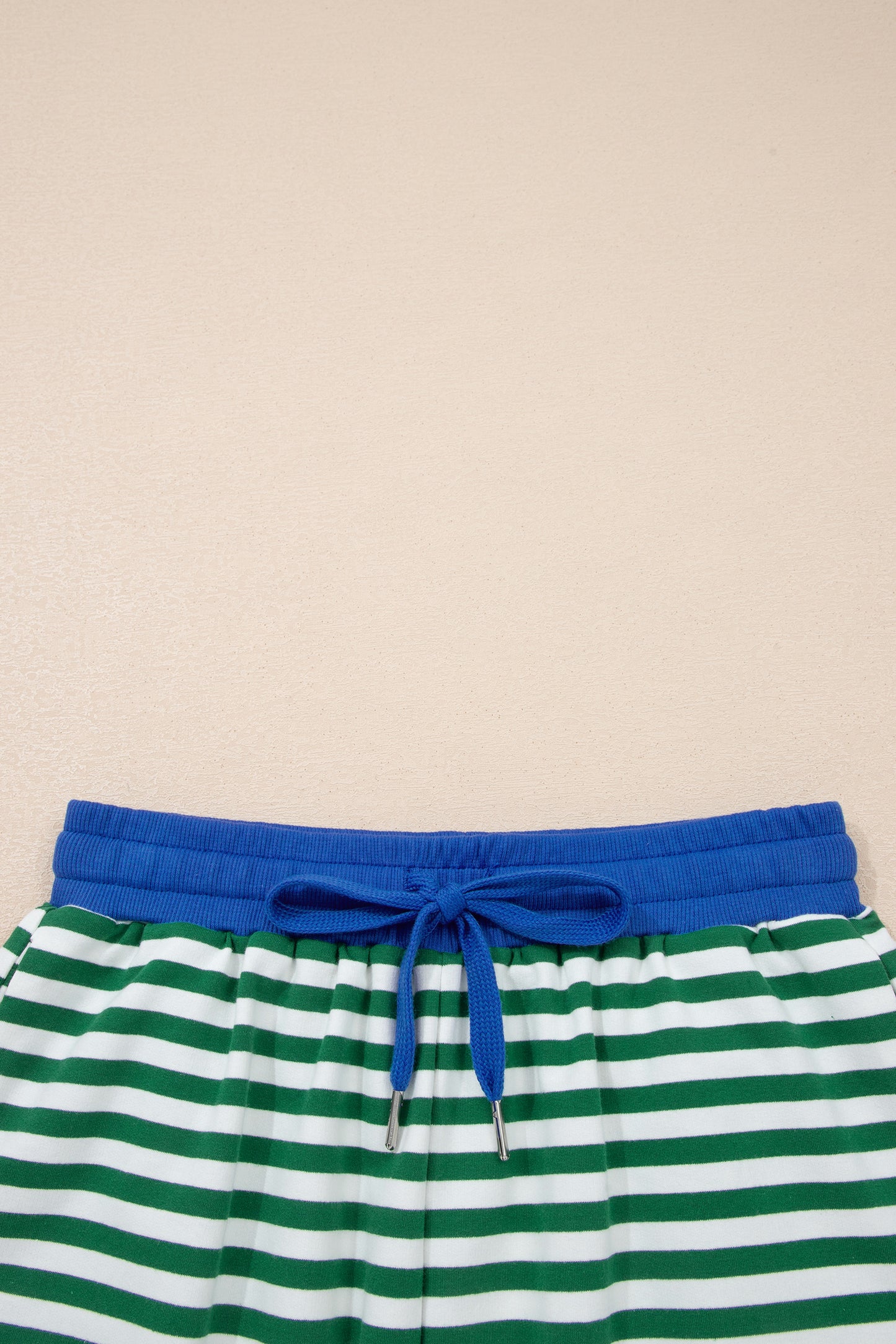 Green Stripe Drop Shoulder Short Set