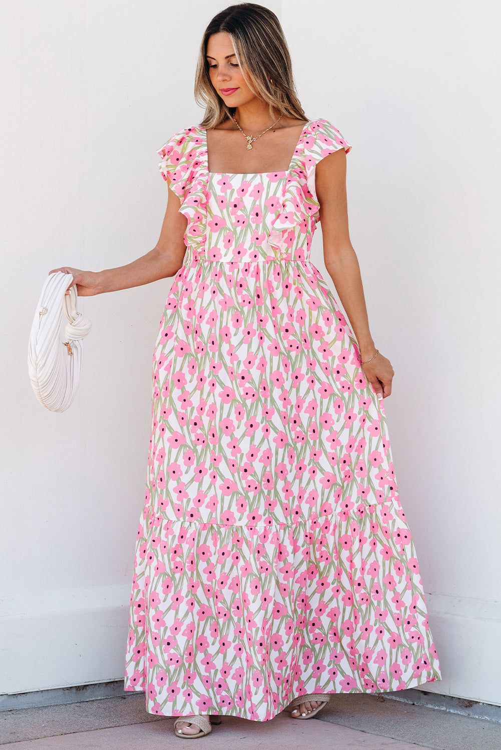 Pink Floral Maxi Dress