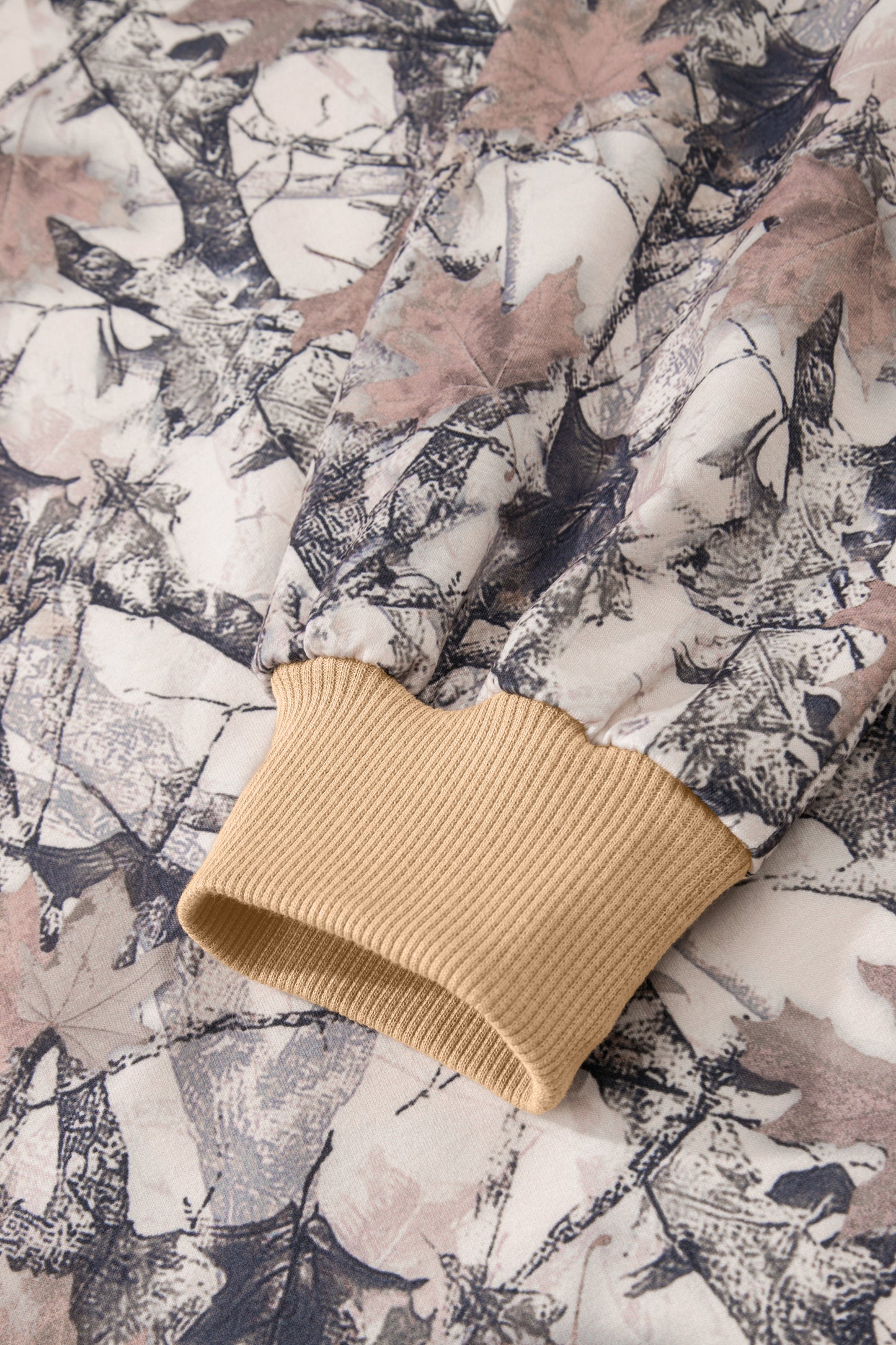 Khaki Camo Print Long Sleeve Short Set
