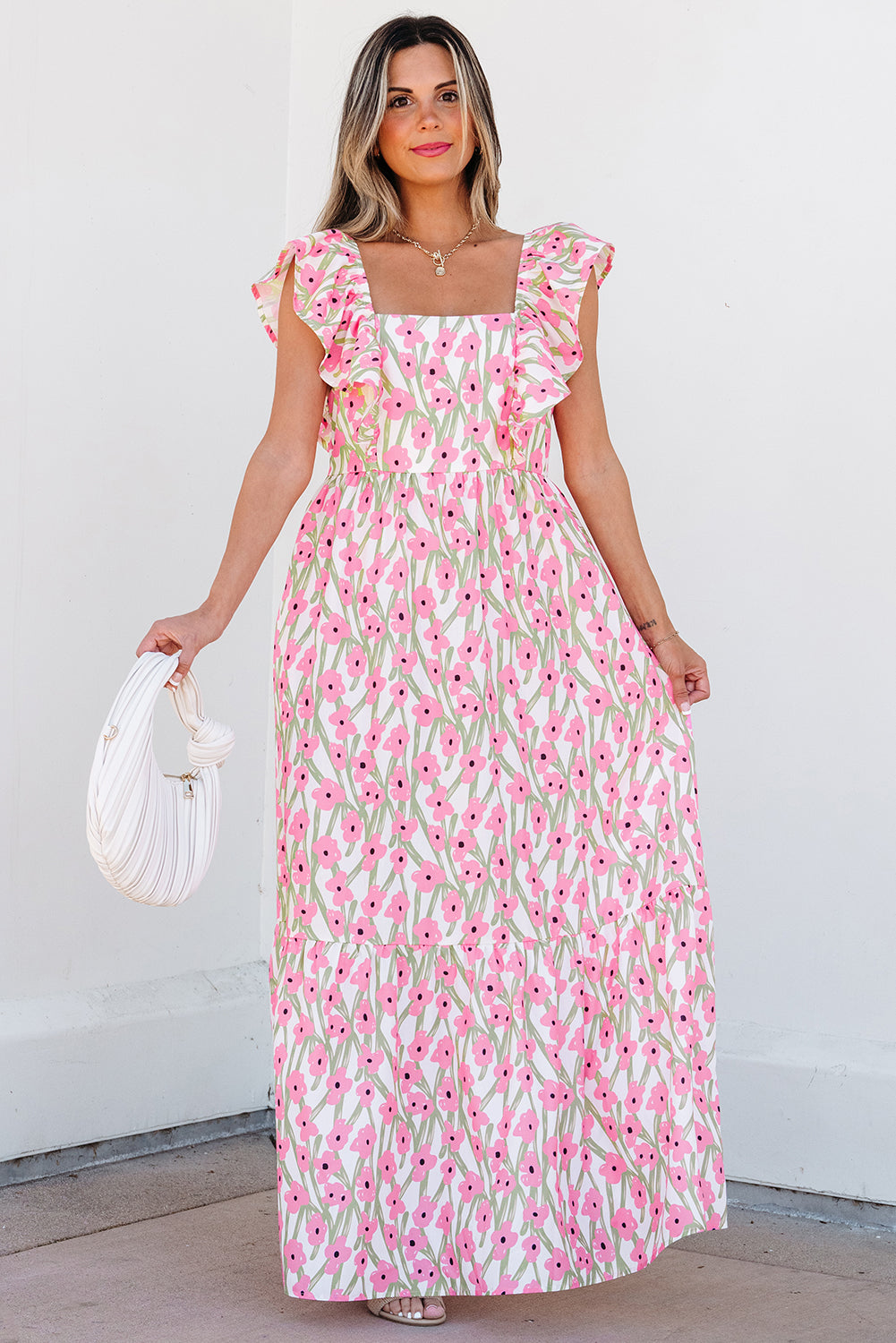 Pink Floral Maxi Dress