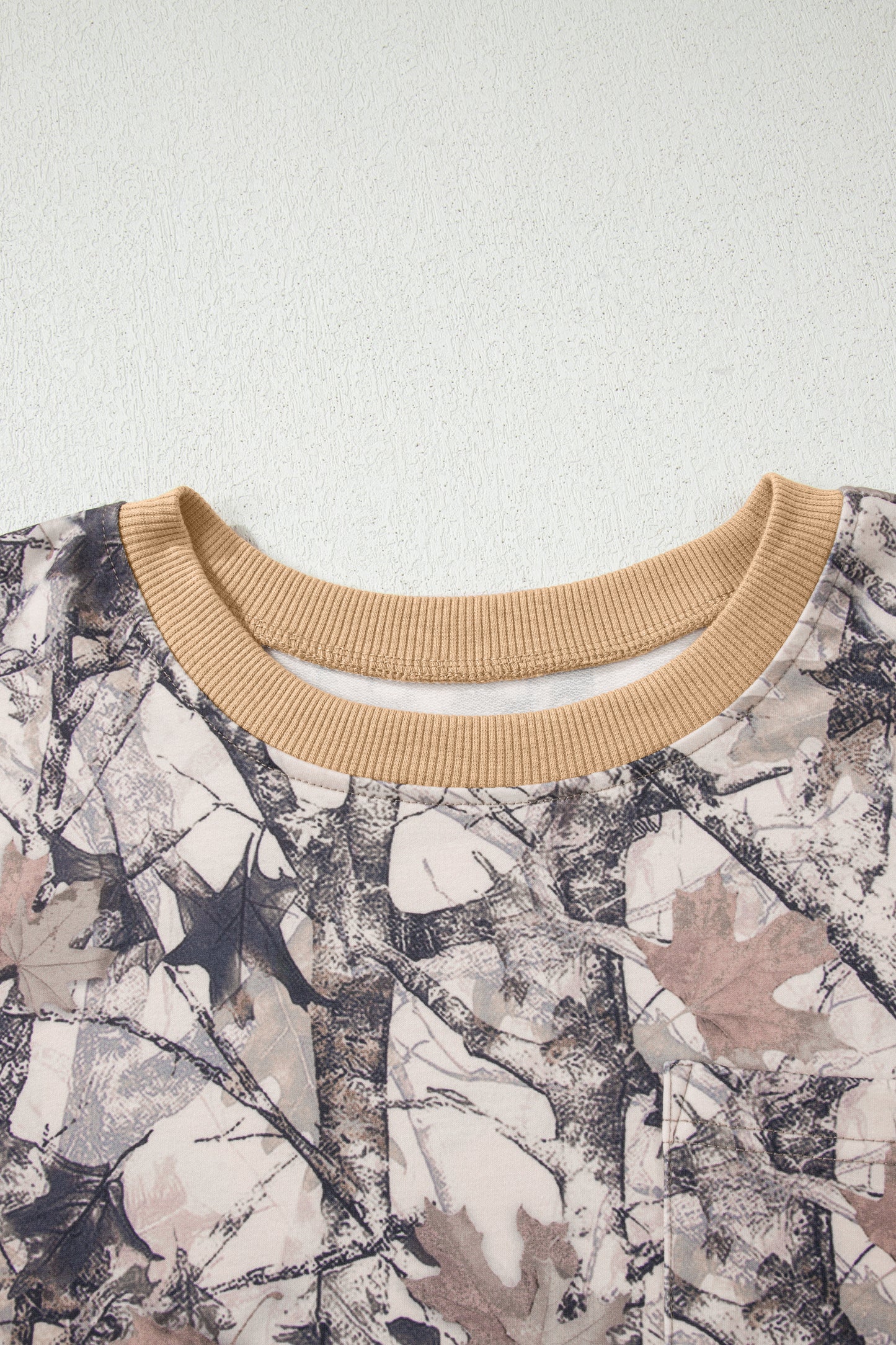 Khaki Camo Print Long Sleeve Short Set