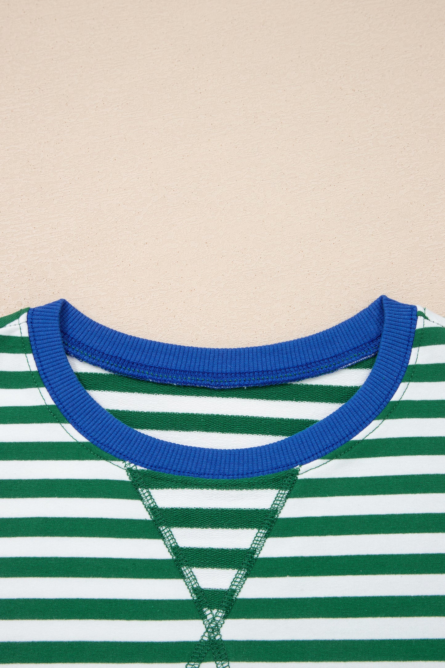 Green Stripe Drop Shoulder Short Set