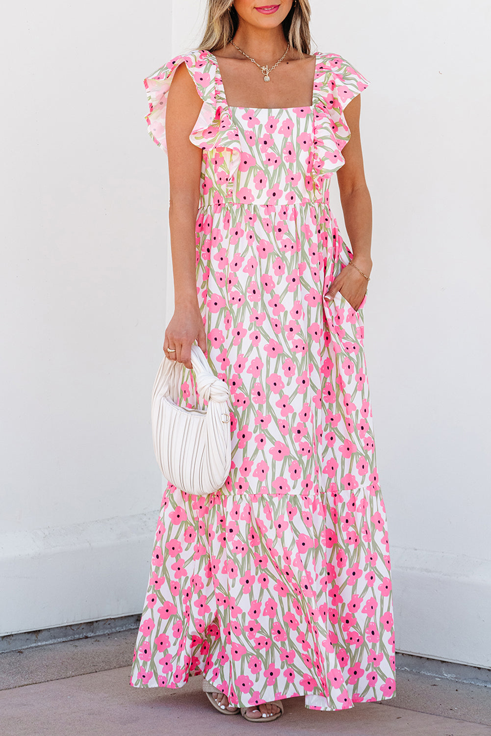 Pink Floral Maxi Dress