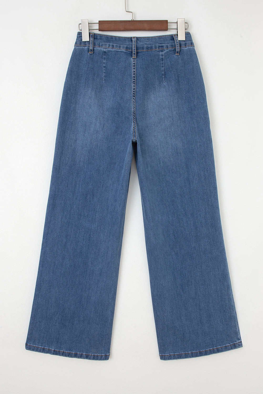 Buttons High Waist Wide Leg Jeans With Pockets