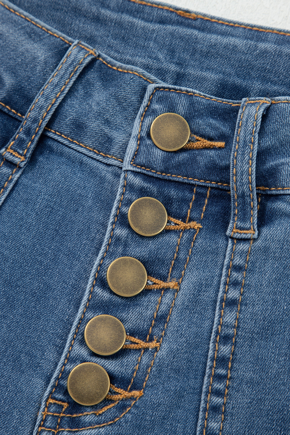 Buttons High Waist Wide Leg Jeans With Pockets